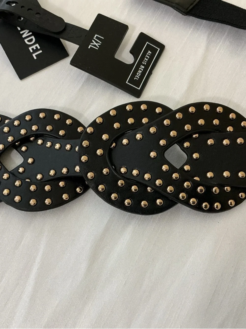 Chic Black and Gold Studded Retro Stretch Women's Belt